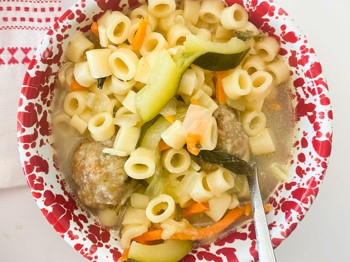 Summer Minestrone with Sausage Meatballs